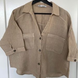 Zara-Short Sleeve Linen Shirt
